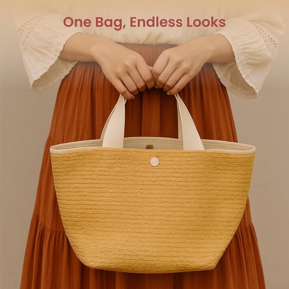 Women Handbag Rattan Straw Tote Eco-Friendly Summer Beach Bag - Picture 6 of 6